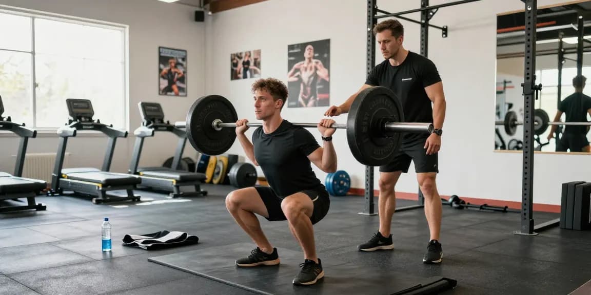 Astera Shop: Athletischer Mann beim Gewichtheben in modernem Fitnessstudio mit natürlichem Licht.