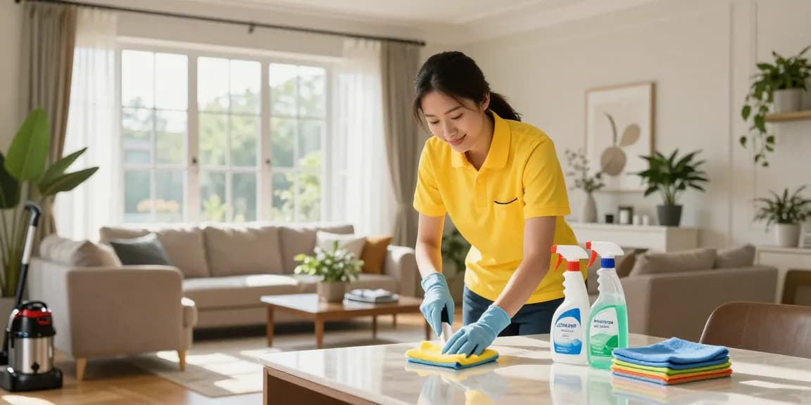 Professional cleaner enhancing pristine living room for reinigungsfirmen bern