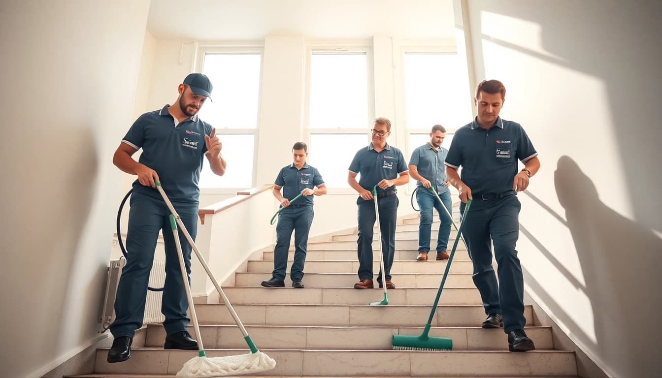 Efficient treppenhausreinigung berlin with professional cleaners ensuring spotless stairs.