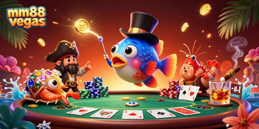 Engage with mm88vegas by exploring a vibrant underwater casino scene full of winning excitement and fun.