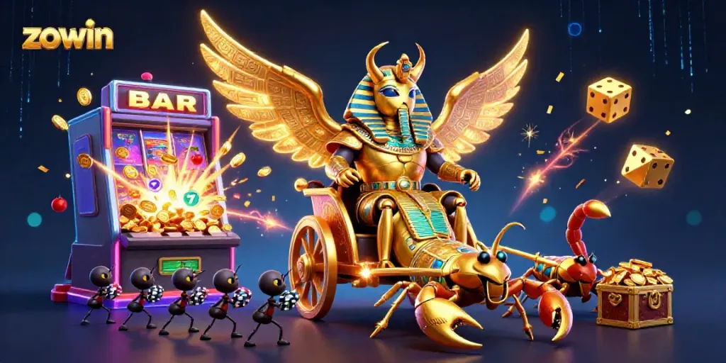 Experience the excitement of zowin with a vivid 3D casino scene featuring animated characters and jackpot thrills.