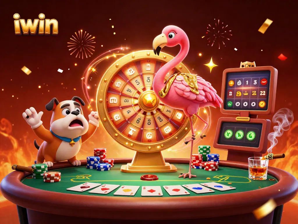 iwin games are showcased with vibrant characters and dynamic casino elements in an exciting scene.