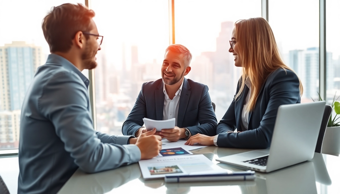 Immobilienmakler Frankfurt Sachsenhausen berät Kunden im modernen Büro über Immobilienoptionen.