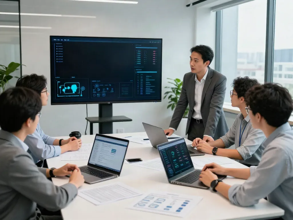 IT Security Dienstleister berät Unternehmen über Cybersecurity-Strategien in modernem Büroumfeld.