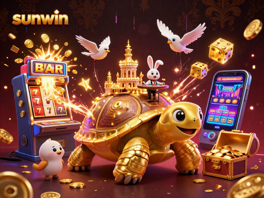 Engage with the thrilling sunwin gaming experience featuring a golden tortoise casino and dynamic game elements.