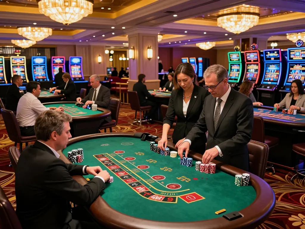 Experience QQ88's vibrant casino atmosphere with players engaged in thrilling blackjack and roulette games.