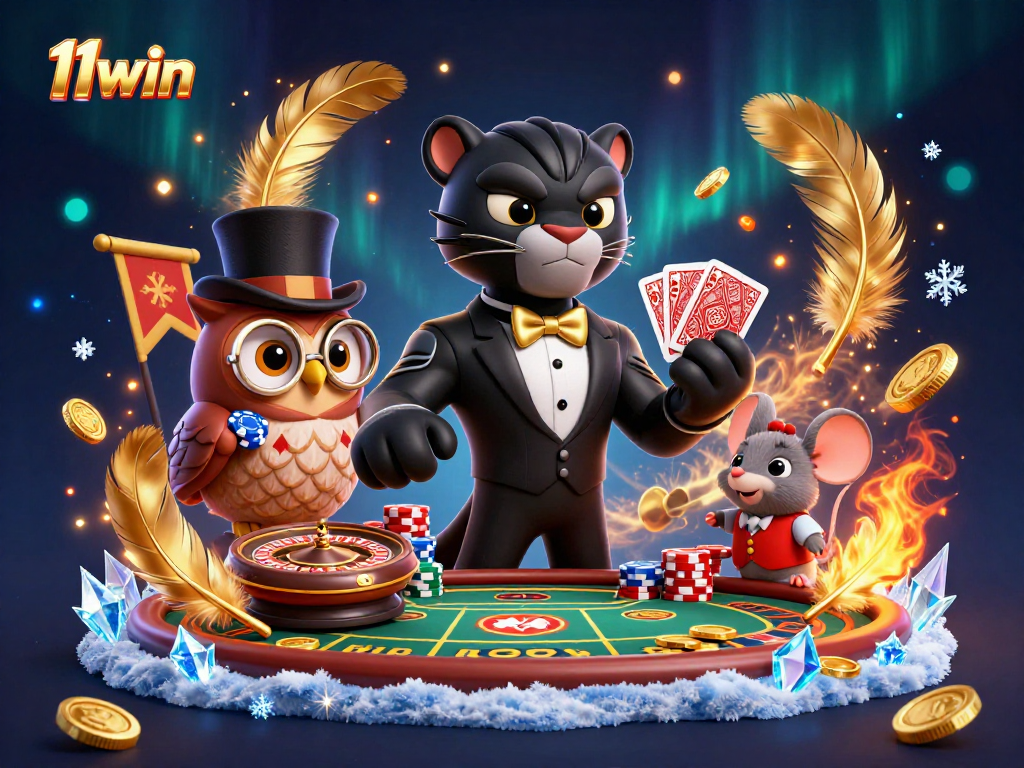 11win offers vivid gameplay with stylish characters at a bustling casino scene, enhancing your betting excitement.