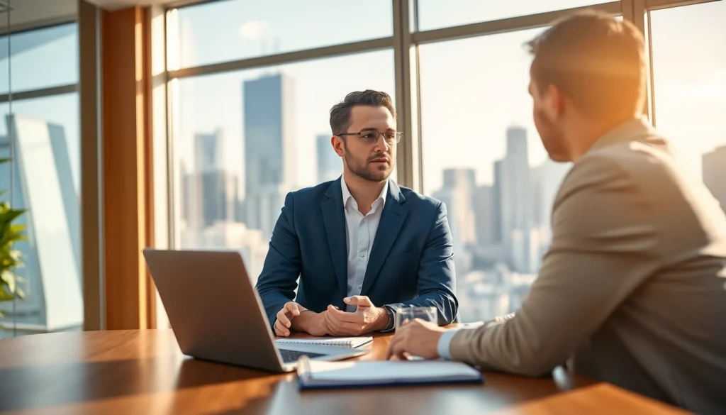 Headhunter Schweiz in einem modernen Büro, im Gespräch mit einem Kandidaten.