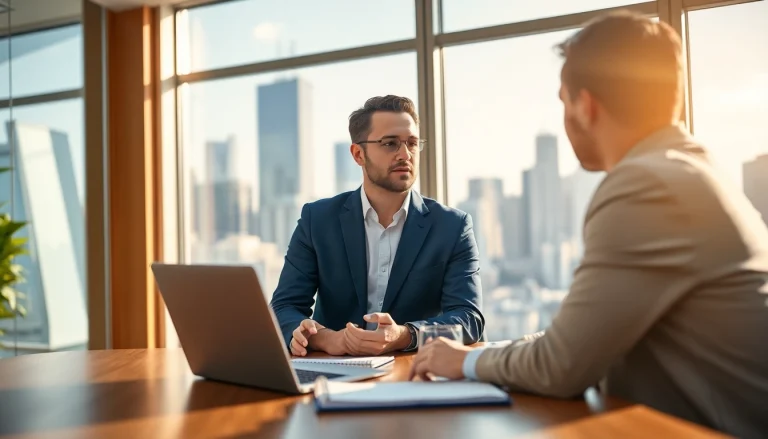 Headhunter Schweiz in einem modernen Büro, im Gespräch mit einem Kandidaten.