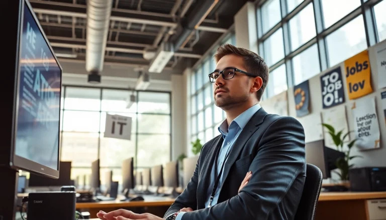 Headhunter IT in action, discussing job opportunities with a candidate in an energetic office environment.