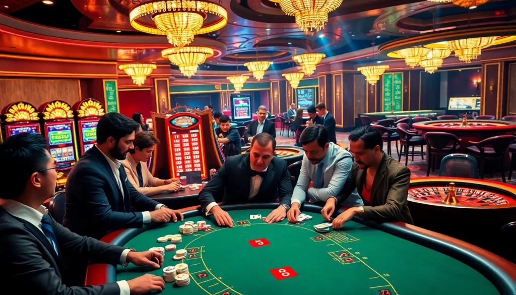 Engage in thrilling gaming at lucky88s.in.net with a luxurious casino scene filled with excitement.