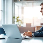 Headhunter Schweiz interviewt in einem modernen Büro professionell einen Kandidaten.