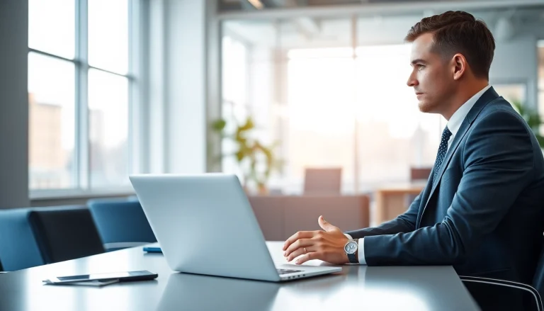 Headhunter Schweiz interviewt in einem modernen Büro professionell einen Kandidaten.