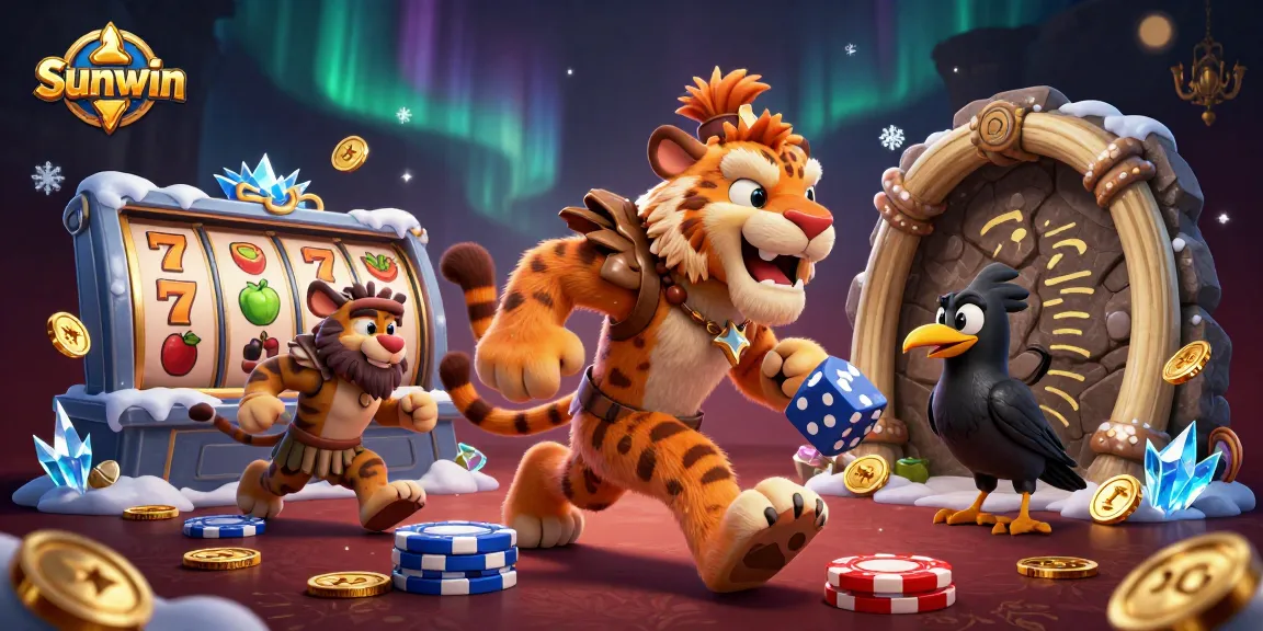 Engage in thrilling fun at Sunwin's dynamic casino with a lively prehistoric theme.
