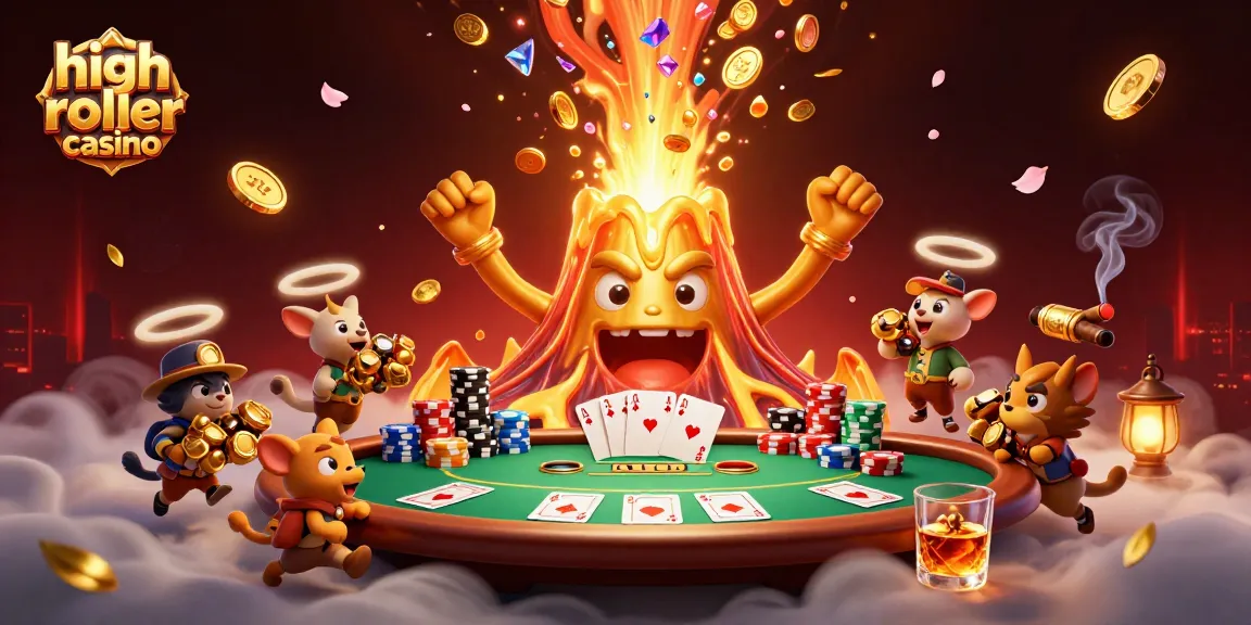 Experience excitement at a high roller casino with triumph and treasure in a vibrant 3D scene.